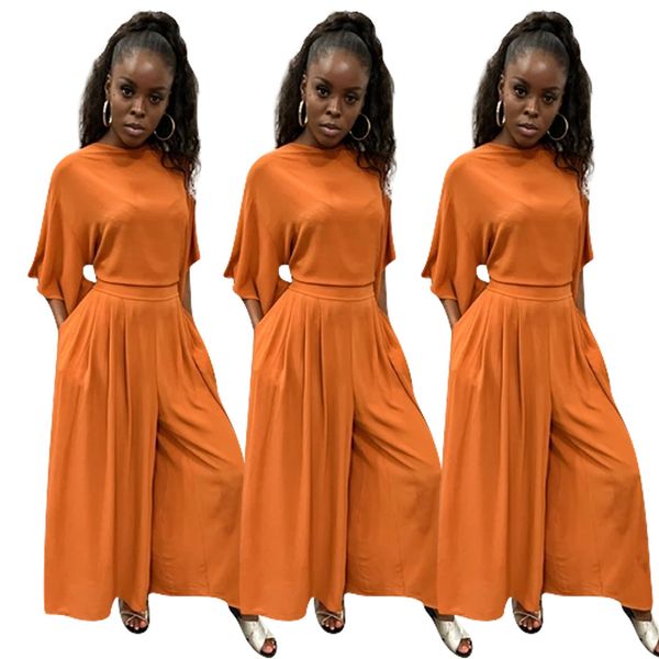 

summer set 2020 new in europe and america fashion women's two piece t-shirt setspleated loose fashion suit, White