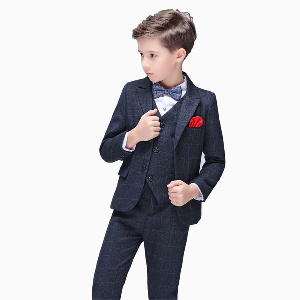 

baby boy suit for wedding party children boy blazer+vest+pant+bowtie+towel+shirt 5/6 pcs kids boys suits formal clothes set y133, White