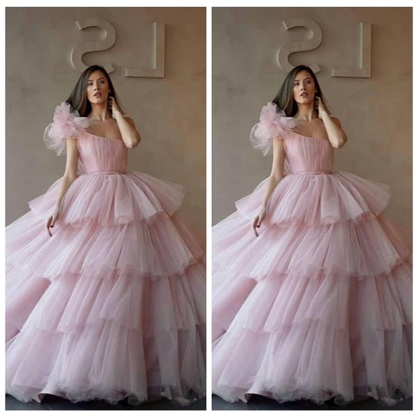 

одно плечо многоуровневое кекс платья quinceanera мягкий тюль формальные пухлые женщины девушки пром вечерние платья формальные длинные свад, Blue;red