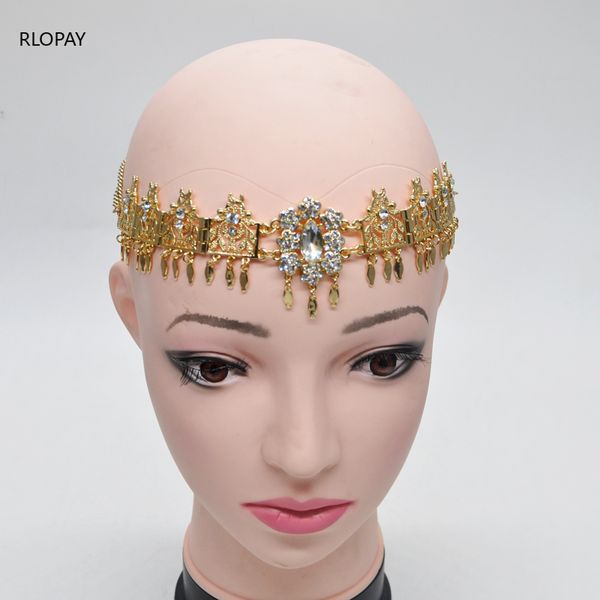 

fashion tassels wedding hair accessory arabic style women hair band metal head pieces with crystals jewelry wedding, Golden;silver
