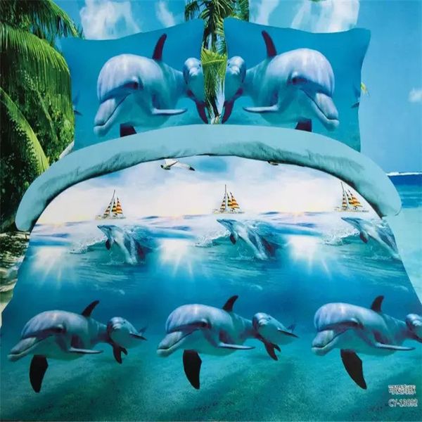 

3d gaming dolphins bedding set  size 4pcs duvet/doona cover bed sheet pillow cases bed linen set