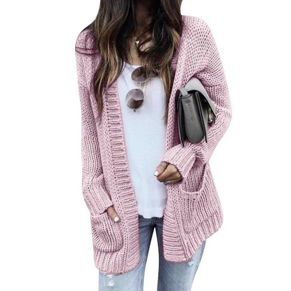 

calofe women knitted long sleeve sweaters women casual cardigan clothes korean sweaters mujer invierno 2019 plus size, White