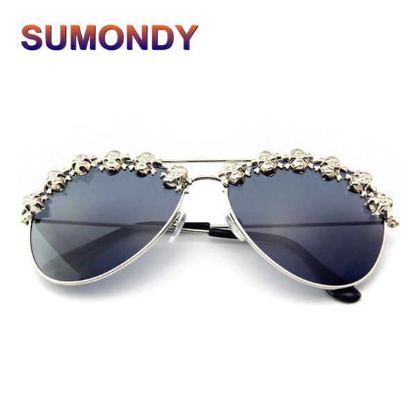 

sumondy silver skull pilot sunglasses woman men cat eyes sun blinkers hip hop funny sun glasses halloween party festival su40, White;black