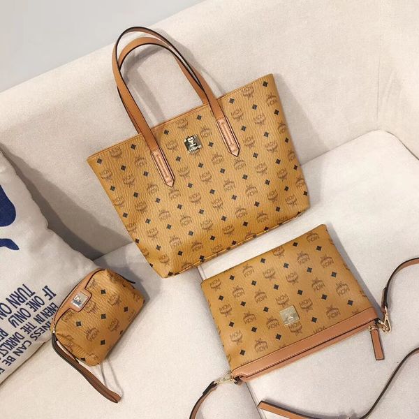 

three-piece suit mummy bag new fashion letter print shopping bag leisure shoulder messenger bag two colors, Black