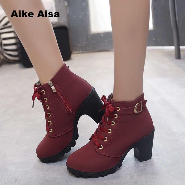 

plus size 35-43 winter casual women pumps warm ankle boots waterproof high heels snow shoes botas patent botas muje a05, Black