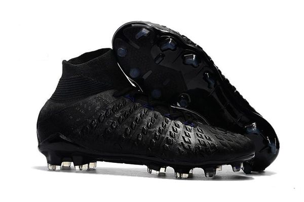 

2020 high ankle full black transparent studs cleats hypervenom phanto fg leather outdoor shoes men women shoes size 35-45