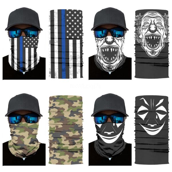

p8zeo summer cycling face mask ride fishing skull scarf anti-uv headwear bicycle bandana sports running mask er magic skull scarf#422, Blue;black