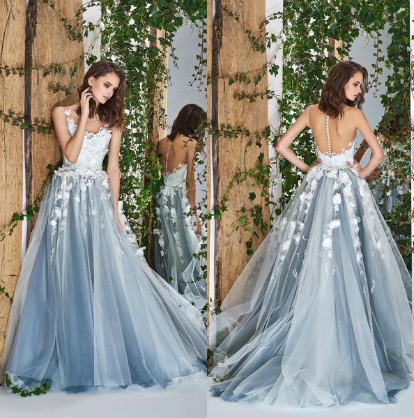 

2019 boho свадебные платья sheer jewel шея кружева аппликация line sweep поезд пляжное свадебное платье sexy back простые старинные свадебны, White