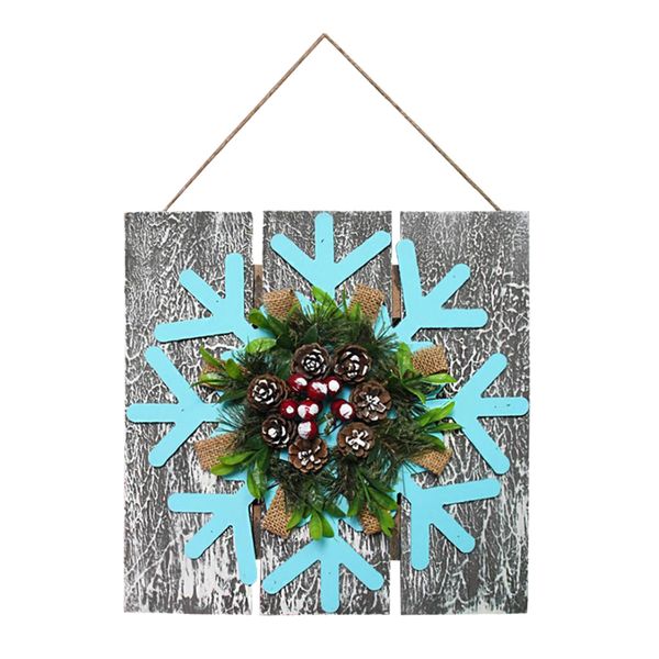 

christmas snowflakes and wood hanging