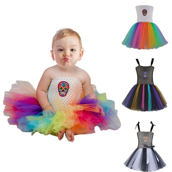 

fashion toddler kids baby girls infant halloween tutu patchwork dress party print cotton clothes baby kids clothes suit children, Red;yellow