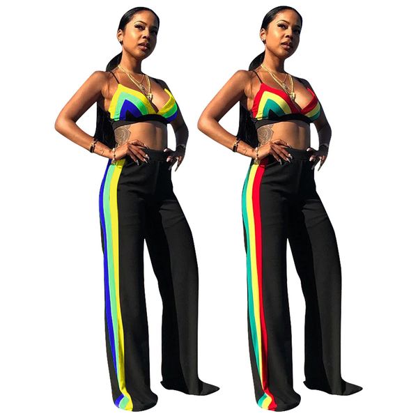 

womens sets two piece 2 piece summer sets pants f0033 striped print 2 colors, White