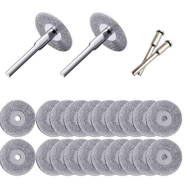 

20 pieces 22 mm diamond cutting wheel cut off discs coated rotary tools with 4 pack mandrel rotary tool for drill dremel