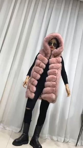 

zizhen vest promotion real fur hooded strip fur spring woman anti-seas weizhen0425-4, Black;white