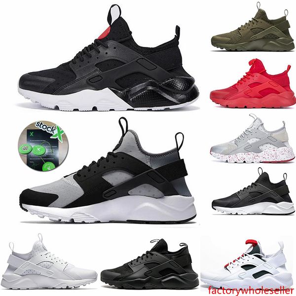 

2020 designer sneakers huarache 1.0 trainers triple black white oreo cool grey olive running shoes huraches 4.0 4s runner shoe with stock x