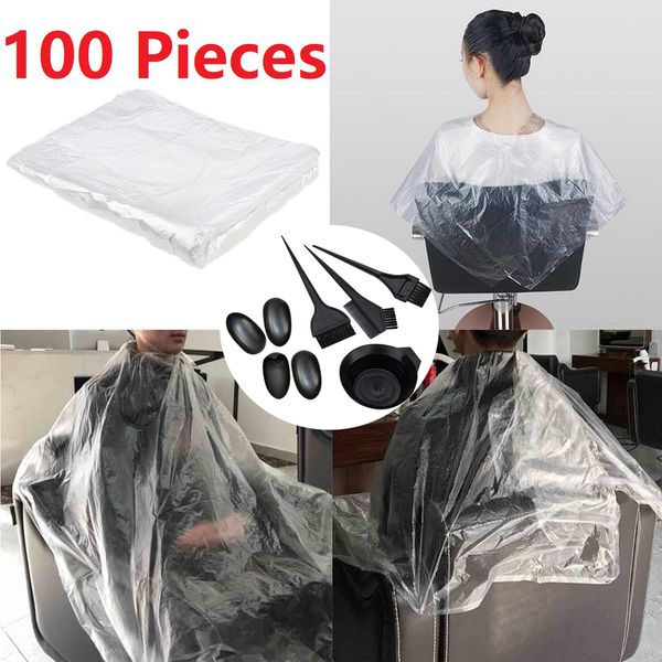 

100x disposable hairdressing capes barber home shawl dyeing perm apron + dye set