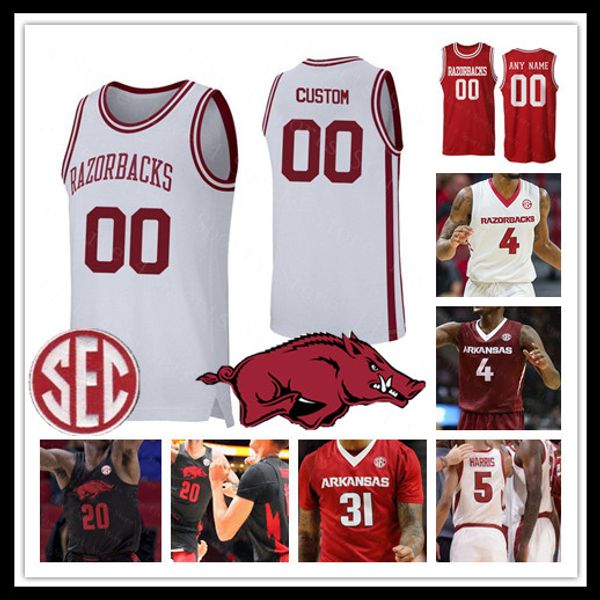 

ncaa arkansas 2020 college basketball jersey custom daniel gafford joe johnson isaiah joe mason jones scotty thurman thompson stitched shirt, Black