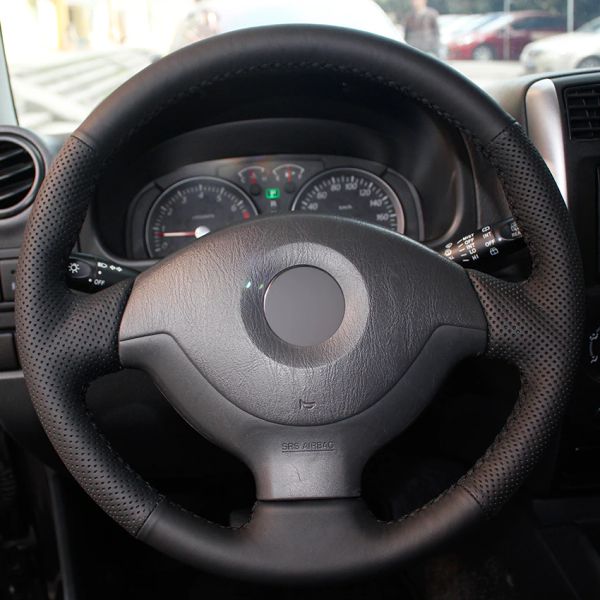 

black synthetic leather car steering wheel cover for suzuki jimny 2007-2012