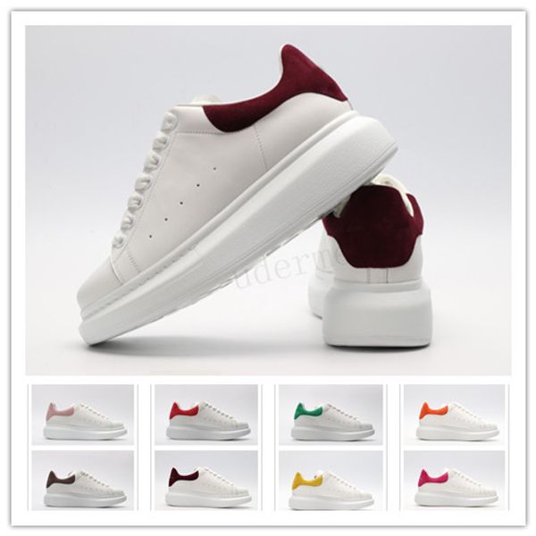 

With box new alexander luxury de igner mcqueen leather men mcqueen neaker over ized neaker rai ed white black red leather platform ca
