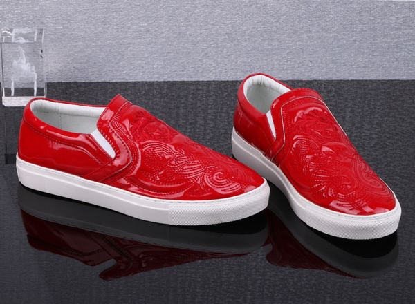 

2019 new men genuine leather flat shoes sneaker graffiti low sneakers mens designer shoes fashion casual flat shoe with box, Black