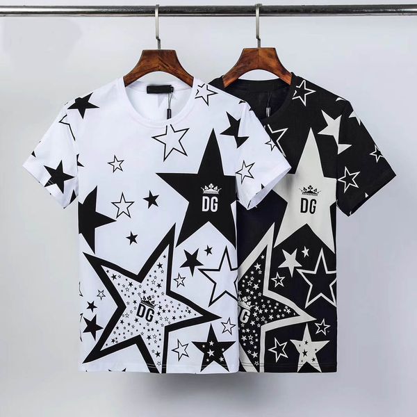 

горячая продажа мужская мода футболки лето с коротким рукавом моды пятизвездное pattern t-shirt размер m-3xl, Black;brown