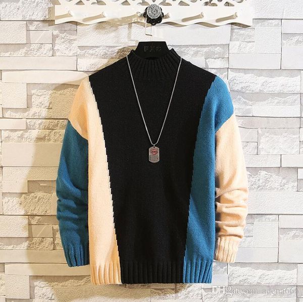 

new men's clothing designer sweater pullover color matching men woolen sweaters luxury mens autumn winter knitwear cardigans coats, White;black