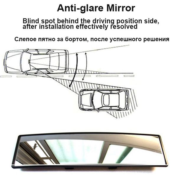 2018 Antiglare Car Interior Rear View Mirror Panoramic Clip On Wide Angle Rearview Mirrors Wire Drawing Frame Styling Automotive Interior Parts