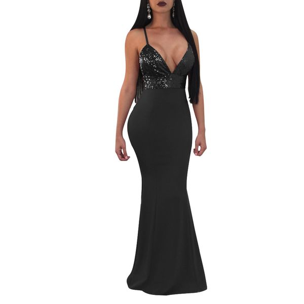 

black burgundy v neck mermaid satin evening dress 2020 backless sequined long evening gowns new party dresses, White;black