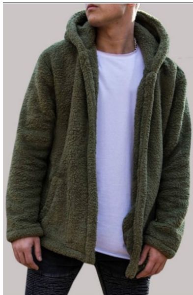 

men hooded warm soft coat pocket winter solid color jacket male casual jacket mens parkas homme clothes outerwear, Black