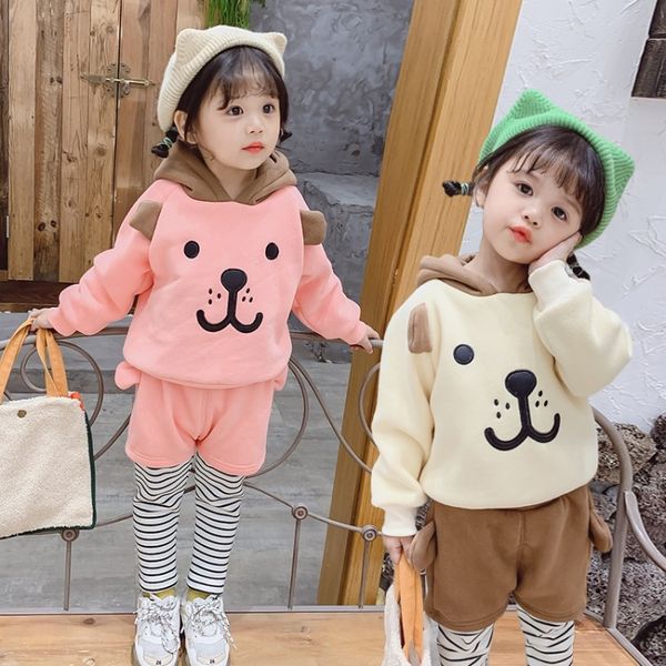 

sunma new baby boys and girls hooded bear sweater ear fake two pants suit clothing sets, White