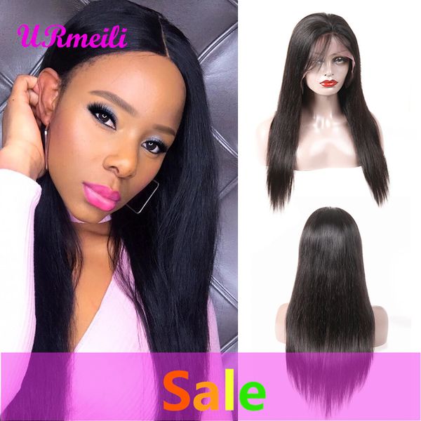 

human hair lace front wigs peruvian straight remy hair wig with baby hair natural pre plucked hairline full end perruques de cheveux humains, Black;brown