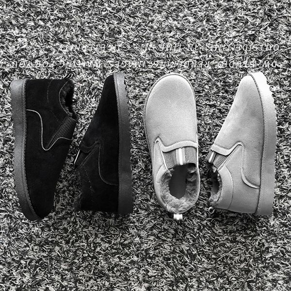 

2019 winter new warm snow boots men's casual korean fashion comfortable round head set mouth men's shoes calzado hombre y7-13, Black