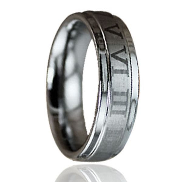 

numbers laser engraving tungsten ring wholesales 8mm for men, Silver