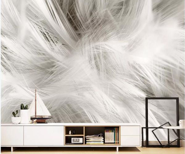 

modern wallpaper for living room modern minimalist black and white pure white feather three-dimensional background wall
