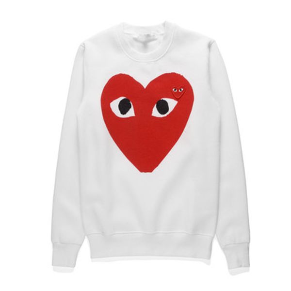 

lover holiday heart emoji play men's cdg play heart long com des garcons sleeve sweatshirts round collar casual coat, Black;red