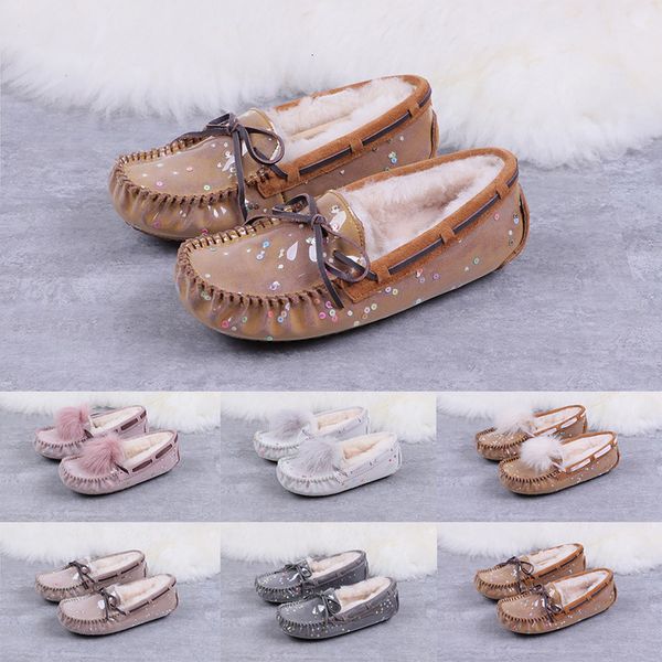 

2020 luxury winter wgg australia peas shoes women designer casual shoes chestnut black pink grey leather for ladies size 35-40