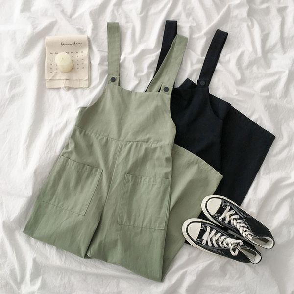 

harajuku salopettes long jumpsuit female fashion safari style high waist strapless wide leg trousers female bf casual bottoms, Black;white