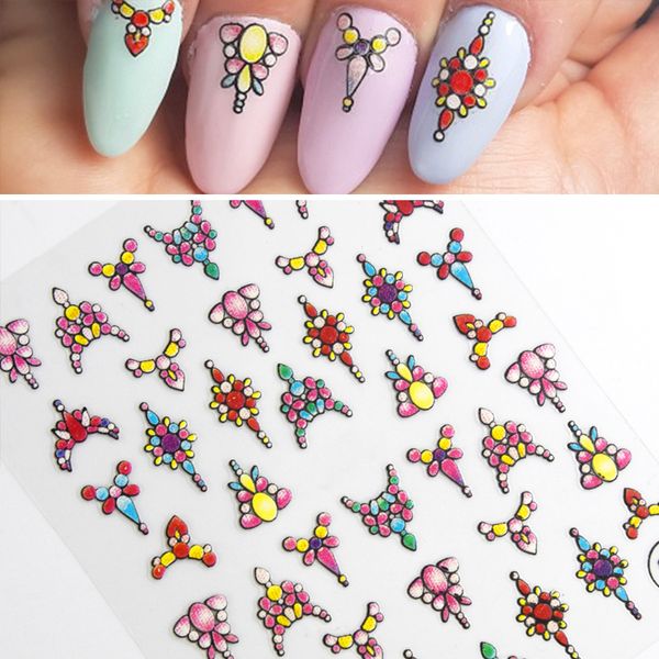 

1 sheet 3d nail stickers transfer decals flower pattern decor nail art accessories diy design decoration tools, Black