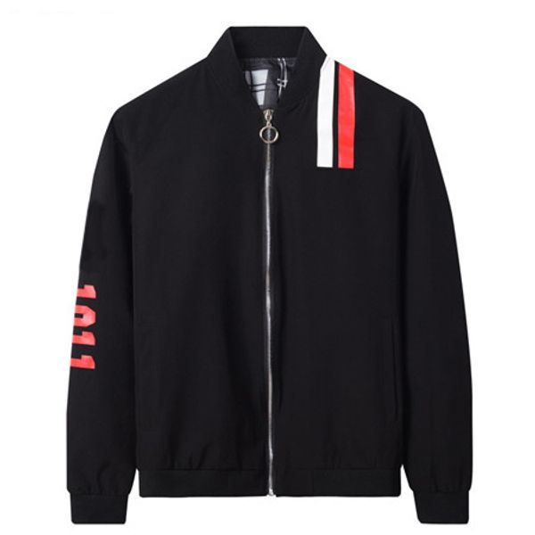 

autumn jacket mens designer brand baseball jacket zipper stand collar letters print jacket red white stripe windbreaker b100285v, Black;brown