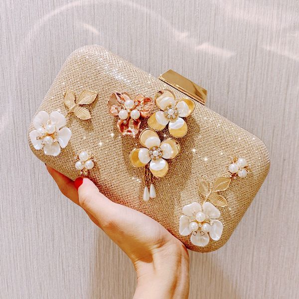

wholesale travel duffle luggage bag coin purse designer even bags fashion artwork floral rhinestone beads personality women chain bags