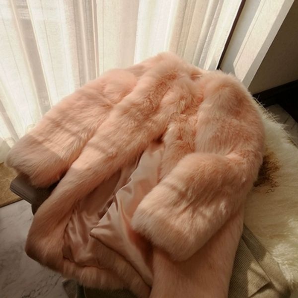 

2018 women winter long loose faux fur coat, Black