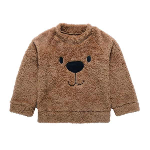 

winter children's sweater embroidered baby child girls boys bear double-faced feece warm long-sleeved thick coat outwear brown#c, Blue;gray