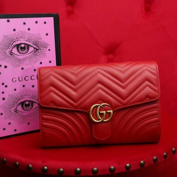 

new wavy soft calfskin clutch 498079 red oxidized leather clutches evening long chain wallets compact purse