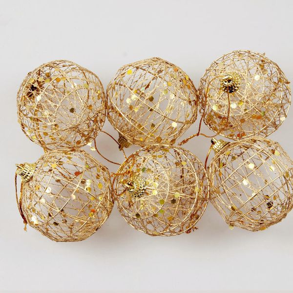 

6 pcs glitter christmas tree hollow out balls xmas tree gold ball decorations christmas ornaments party wedding home decor