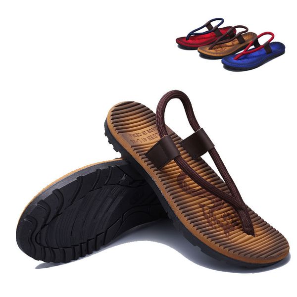 

fashion man beach sandals 2018 summer gladiator men's outdoor shoes roman men casual shoe flip flops slippers flat shoes, Black