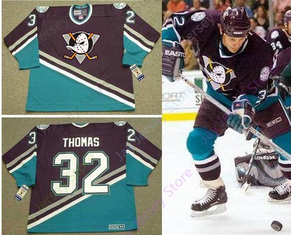 

Custom STEVE THOMAS Anaheim Mighty Ducks 2003 Away CCM Vintage Throwback Jersey