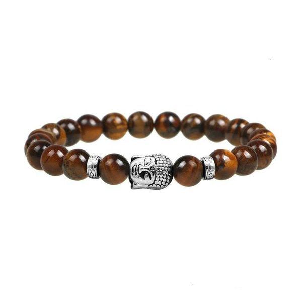 Bracciali da uomo da donna Gioielli con perline Gioielli in pietra naturale Braccialetti economici con perline di ancoraggio Buddha per uomo Bracciale Buddha Lava Chakra