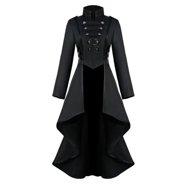 

women gothic steampunk button lace corset halloween costume coat tailcoat jacket autumn winter coats and jackets women jacket, Black;brown