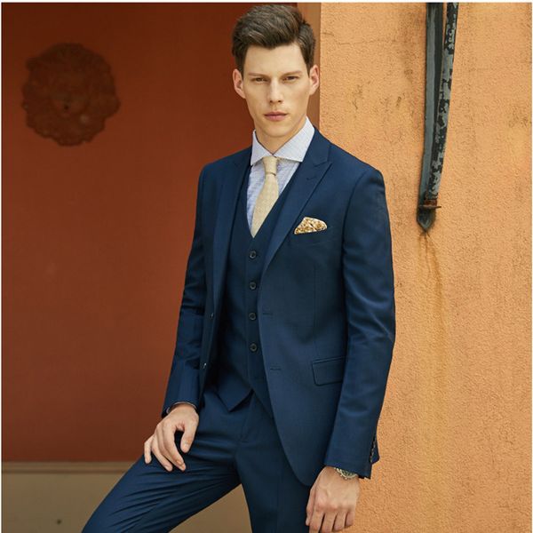 

handsome two buttons groomsmen peak lapel groom tuxedos men suits wedding/prom/dinner man blazer(jacket+pants+tie+vest) 919, Black;gray