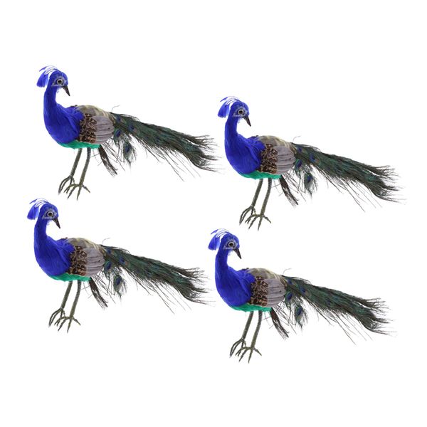 

4pcs artificial foam feather peacock with feet decorative craft bird for home wedding decor