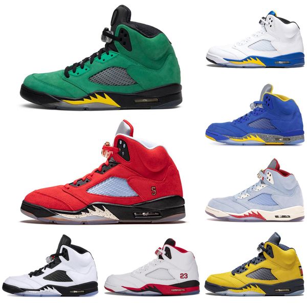 

мода jumpman 5 5s psg мужчины обувь баскетбол огонь красный oregon ducks ice blue singles день мужские тренажёры спорт кроссовки размер 7-13